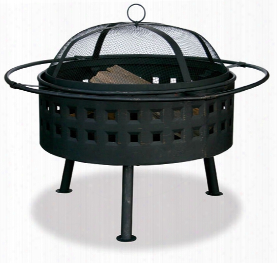 Aged Bronze Firebowl With Lattice Design