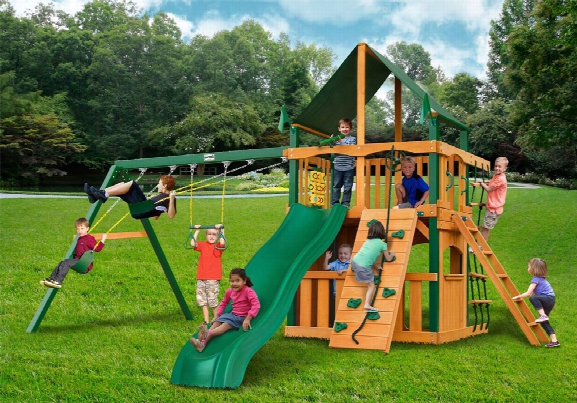 Chateau Ii Clubhouse Ts Wooden Swing Set-green Sunbrella