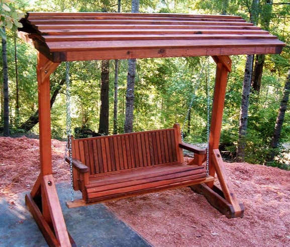 Forever 5 Foot Old Redwood Porch Swing With Roof