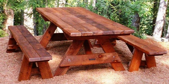 Forever 8-foot Mature Redwood Picnic Table With 2benches