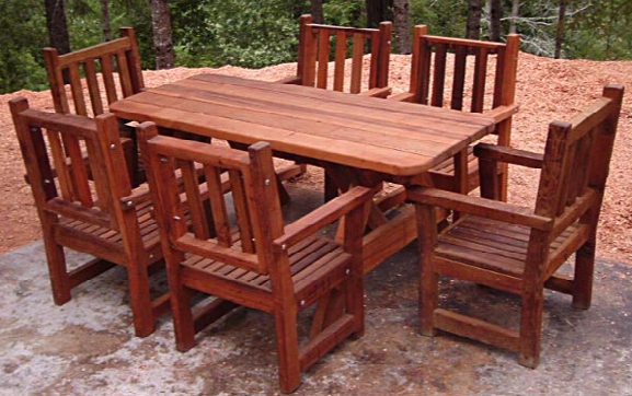 Forever Six-foot Picnic Table And Six Armchairs