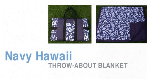 Hawaiian Flowers Blanket Blue Back