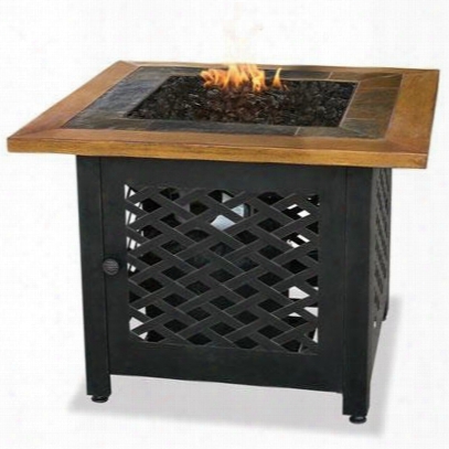Lp Gas Outdoor Firebowl With Slate And Faux Wood Mantel