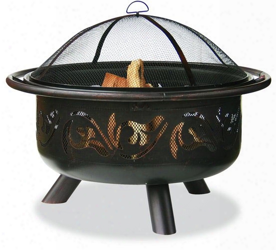 Oil Rubbed Bronze Firebowl With Swirls Design