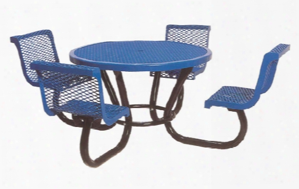 Round Portable Diamond Picnic Table 46 Inch-contoured Seats