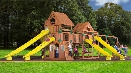 Safari Wooden Swing Set With Five Slides