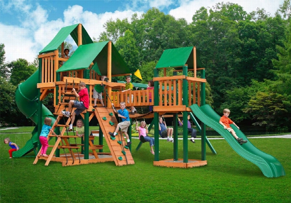 Treasure Trove Deluxe Ts Wooden Swing Set - Green Canopy