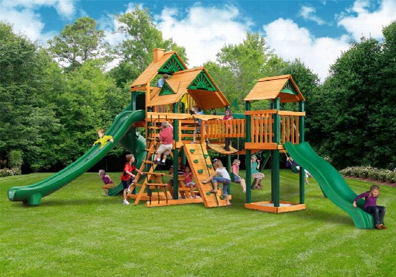 Treasure Trive Ii Ts Wooden Swing Set With Three Slides