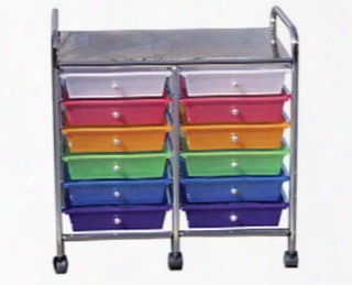 12-drawer Double-wide Mobile Organizer