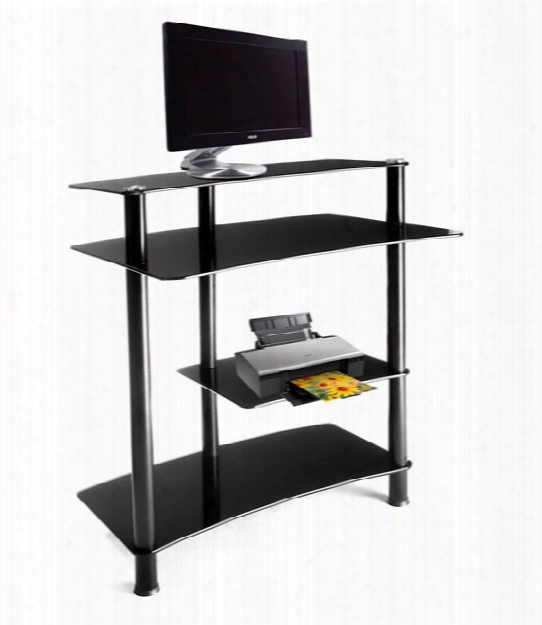 Black Glass And Aluminum Computer Desk Clear