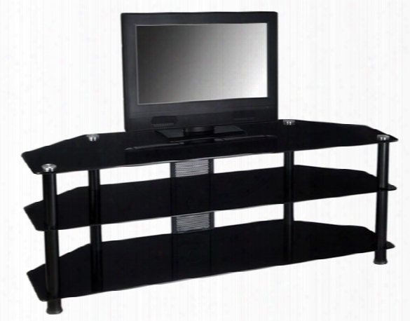 Black Tempered Glass And Aluminum 60 Inch Tv Stand