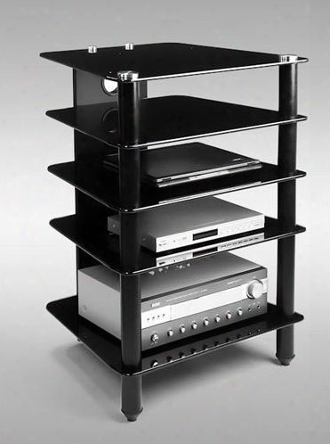 Black Tempered Glass And Aluminum Audio Rack