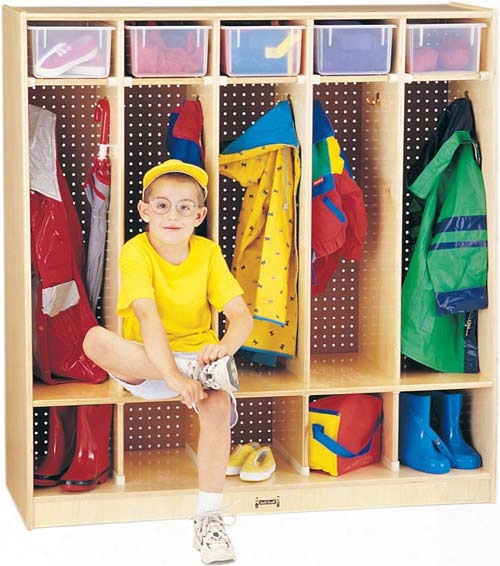 Coat Locker With Step - 5 Section Locker