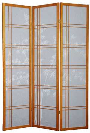 Double Cross Bamboo Tree Shoji Screen 3 Panel - Honey