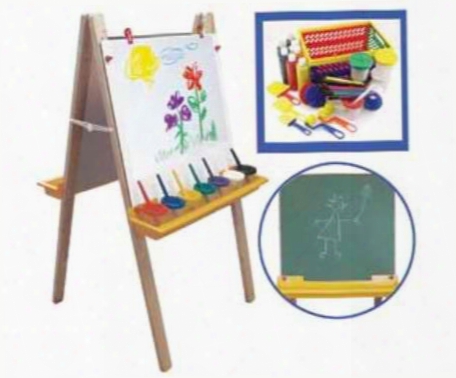 Easel With Small Paint Crate Set - Adjustable