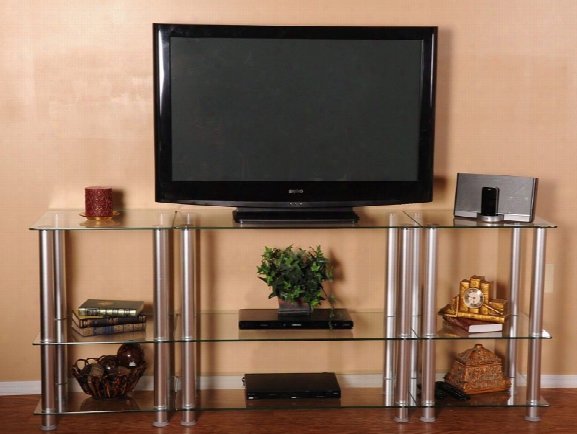 Glass And Aluminum 75 Inch Extra Tall Lcd Tv Stand