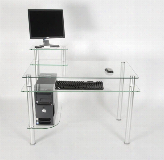 Glass And Aluminum Computer Desk Clear