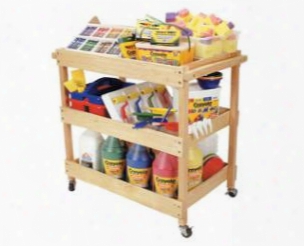 Hardwood Art Utility Cart With Dual Handles