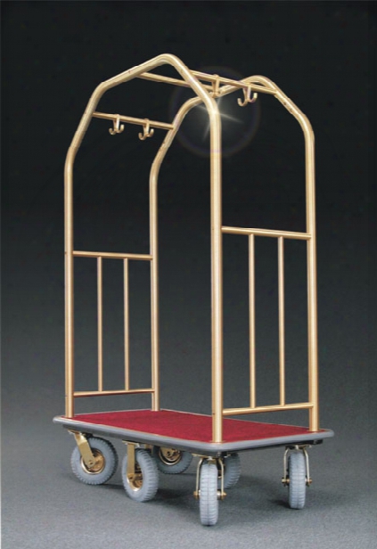 Premium 6 Wheel Bellman Cart - Satin Brass