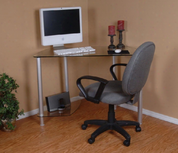 Tier One Designs Clear Computer Desk With Tower Stand