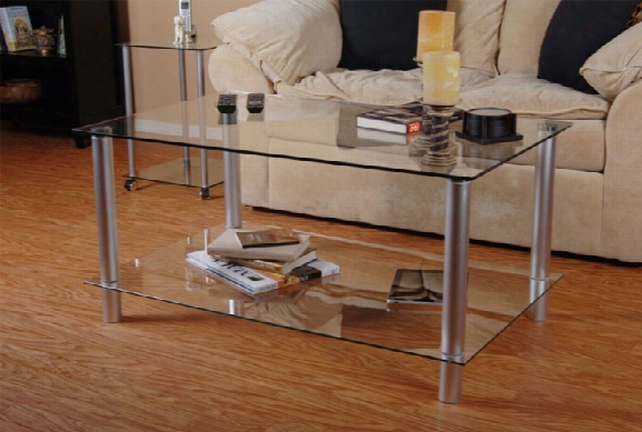 Tier One Designs Clear Glass And Aluminum Coffee Table