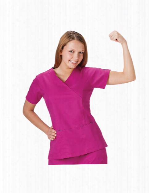 Bio Stretch Mock Wrap Scrub Top - Azalea - Female - Women's Scrubs