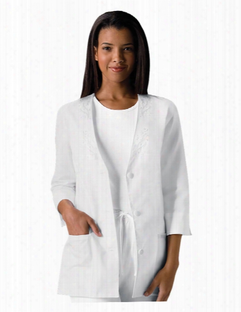 Cherokee 3/4 Sleeve Lab Coat - White - Female - Women's Scrubs