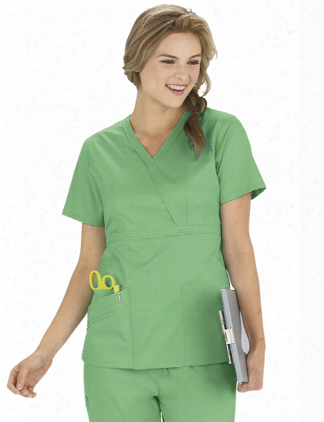 Cherokee Luxe Clearance Mock Wrap Top - Spectra Green - Female - Women's Scrubs