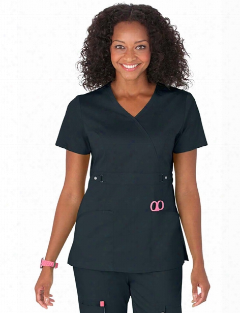 Cherokee Luxe Contempor Ary Mock Wrap Top - Black - Female - Women's Scrubs