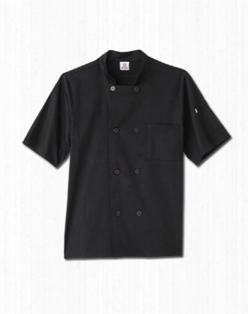 Five Star Chef Apparel Unisex Short Sleeve Stretch Executive Chef Coat - Black - Unisex - Chefwear