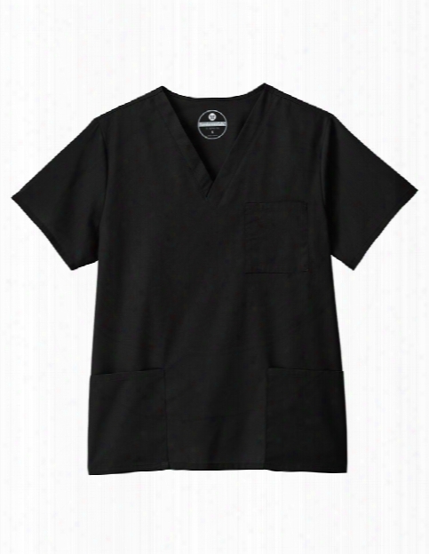 Fundamentals Unisex Three Pocket Scrub Top - Black - Unisex - Unisex