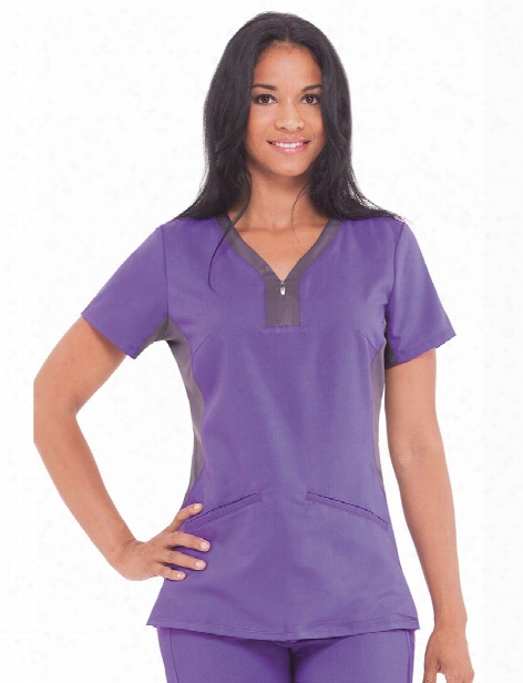 Healing Hands Purple Label Jessi Yoga Top - Grape-pewter - Female - Women's Scrubs