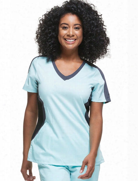 Healing Hands Purple Label Jewel Top - Aqua Mist-pewter-blk - Female - Women's Scrubs