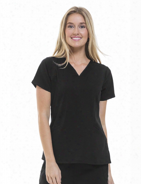 Healing Hands Purple Label Joni Scrub Top - Black - Female - Women's Scrubs