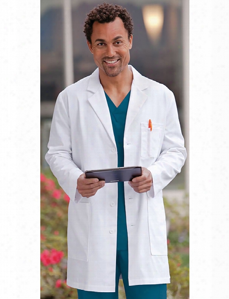 Icu By Barco 37 Inch 6 Pocket Mens Lab Coat - White - Male - Men's Scrubs