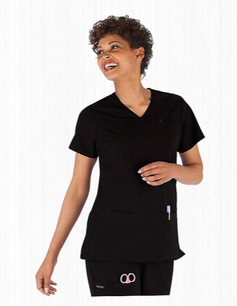 Jockey Classic V-neck Zip Side Pocket Scrub Top - Black - Female - Women's Scrubs