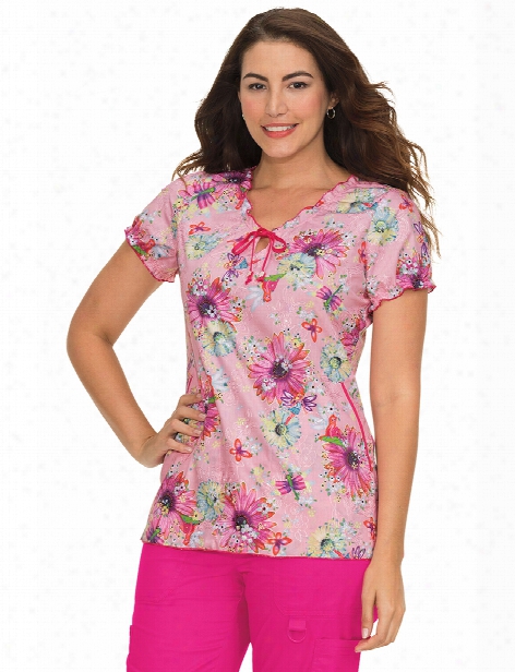 Koi Fairy Dust Embroidered Bridgette Scrub Top - Print - Female - Women's Scrubs