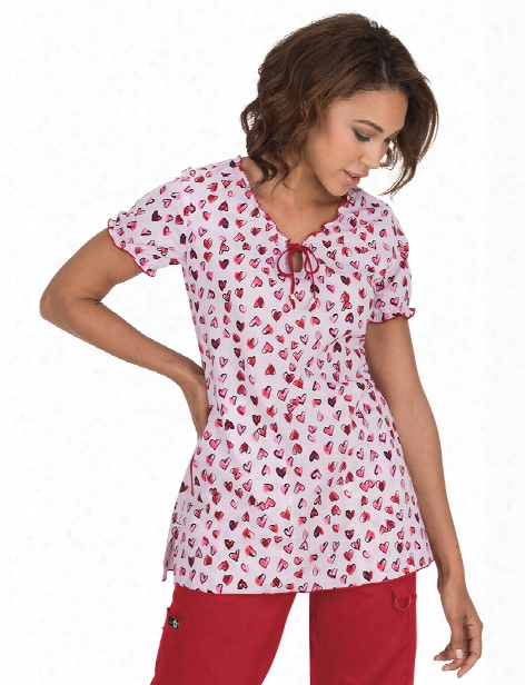 Koi Heart To Heart Bridgette Scrub Top - Print - Female - Women's Scrubs