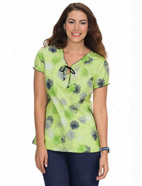 Koi Make A Wish Embroidered Bridgette Scrub Top - Print - Female - Women's Scrubs