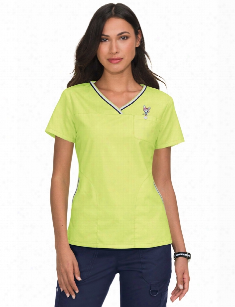 Koi Tokidoki Lemon Lime Ashley Scrub Top - Yellow - Female - Women's Scrubs