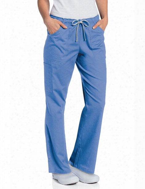 Landau All Day Full Elastic Cargo Scrub Pant - Ceil - Female - Women's Scrubs