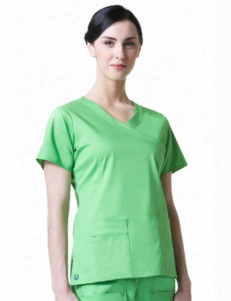 Maevn Blossom Y-neck Seam Scrub Top - Apple Green - Female - Women's Scrubs