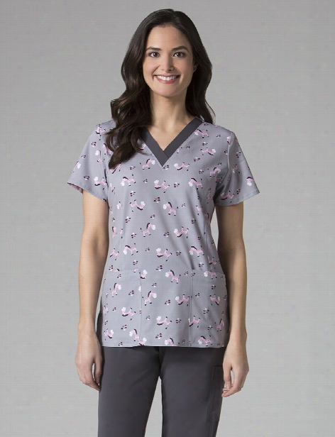 Maevn Dreaming Zebra Scrub Top - Print - Female - Women's Scrubs