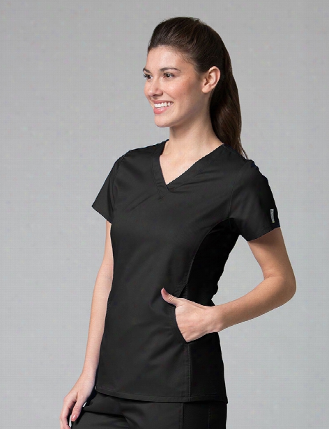 Maevn Eon Active Sporty Mesh Panel Scrub Top - Black - Female - Women's Scrubs