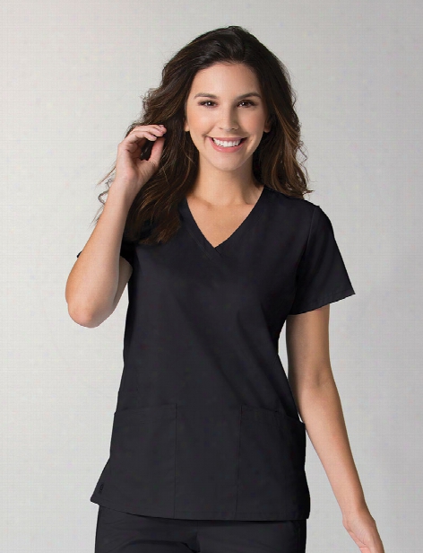 Maevn Eon Mesh Panel V-neck Scrub Top - Black - Female - Women's Scrubs