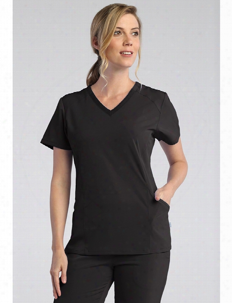 Maevn Pure Soft Modern V-neck Scrub Top - Black - Female - Women's Scrubs