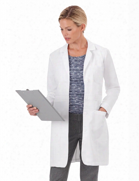 Meta Labwear Ladies 35" Twill Trench Style Lab Coat - White - Female - Women's Scrubs