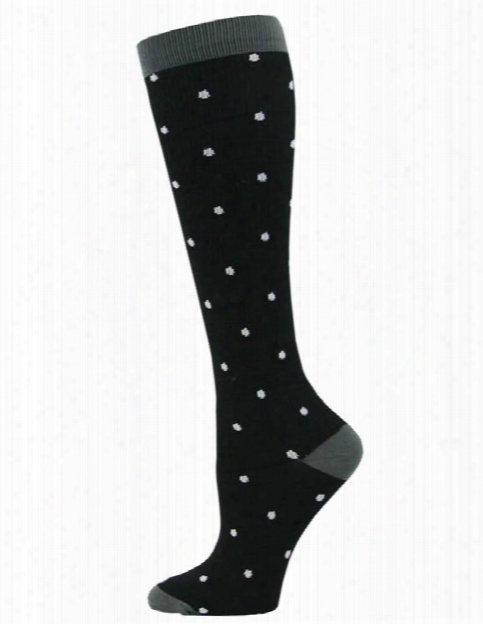 Think Medical Mini Polka Dot Compression Socks - Black - Female - Women's Scrubs