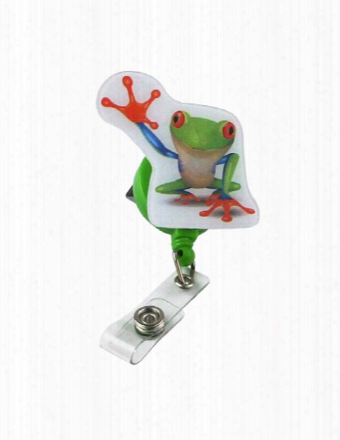 Think Medical Pop Outs Badge Reel - Green Tree Frog - Unisex - Medical Supplies