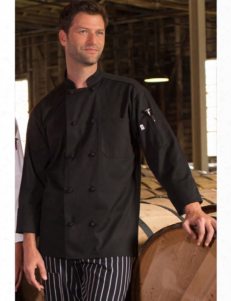 Uncommon Threads Classic Knot Button Chef Coat - Black - Unisex - Chefwear